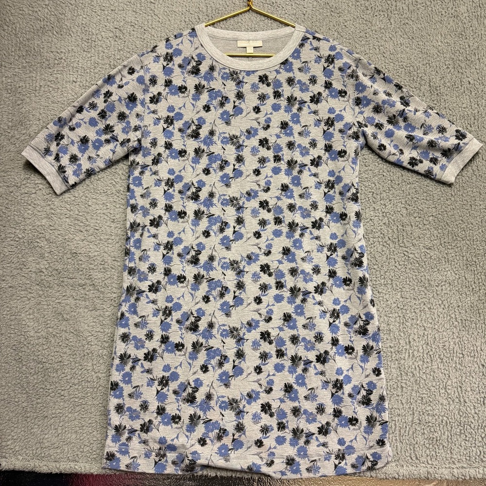 Woman Within Women's 14/16 M Gray Floral Shift Dress Comfort Soft